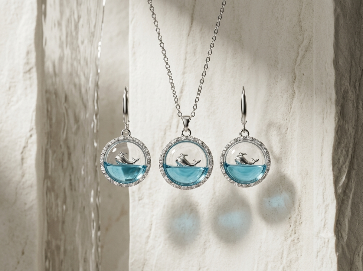 Glimpart: Buy Trendy Artificial & Fashion Jewelry Online Silver plated artificial pendant set with minimal design
